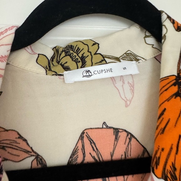 CUPSHE women’s tropical floral button down swimsuit cover mini dress size small - Picture 3 of 3